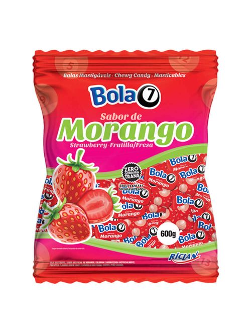 Bala Mastigável Bola 7 Morango 600g - Riclan