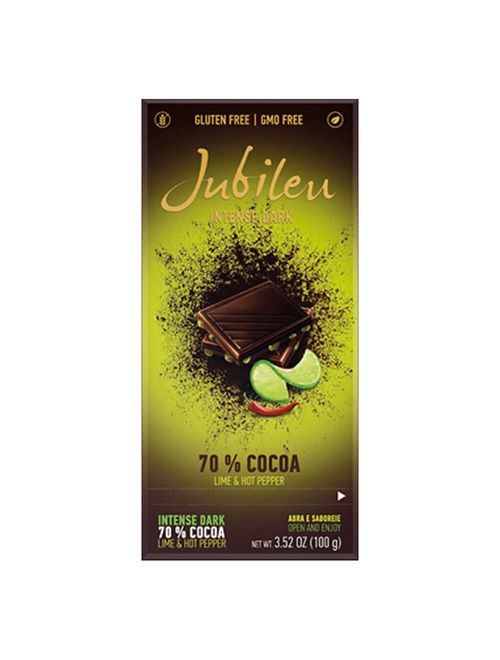 Chocolate Amargo 70% Cacau com Limão e Pimenta 100g - Jubileu
