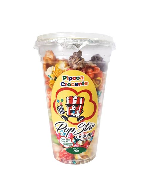 Pipoca Doce Pronta Crocante Colorida 70g - Pop Star