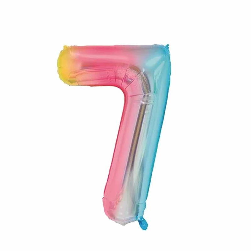 Balao-Metalizado-16----40cm-Arco-iris-Numero-7---Make