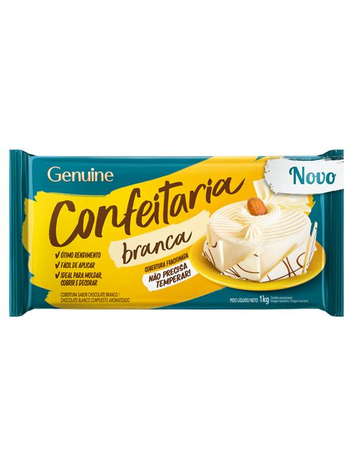 Barra Chocolate Fracionado Cobertura Confeitaria Branco 1kg - Genuine