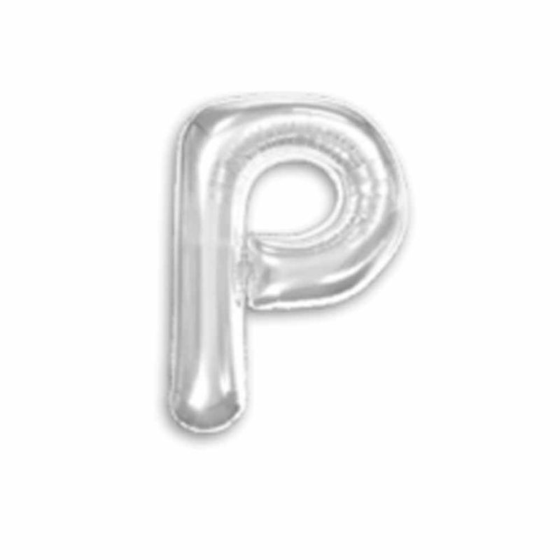 Balao-Metalizado-16----40cm-Prata-Letra-P---Make