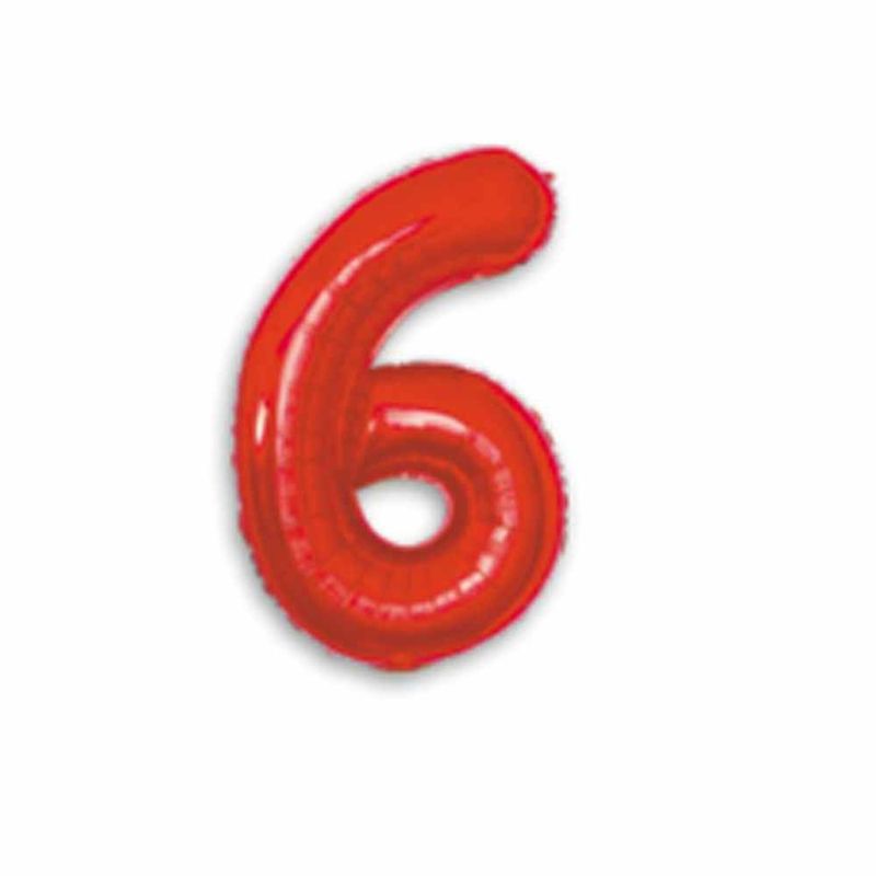 Balao-Metalizado-16----40cm-Vermelho-Numero-6---Make