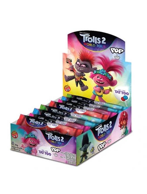 Pirulito Sortido Trolls 2 Tattoo 13g c/24 - Push Pop