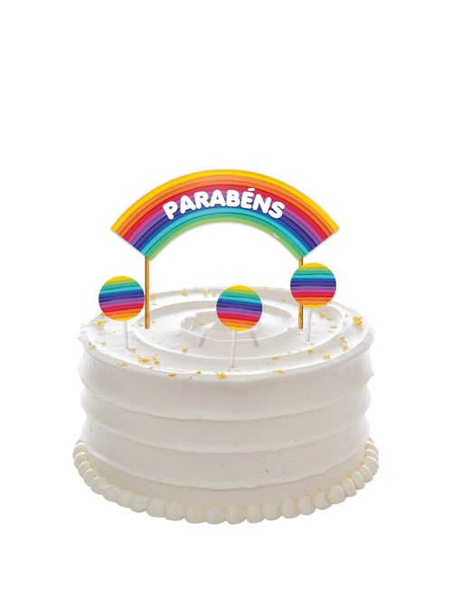 Arco-Íris Topo de Bolo 4 peças - Regina