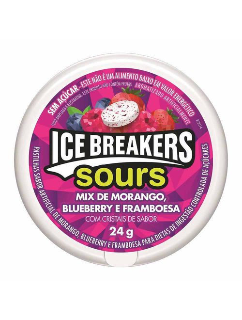Pastilha Ice Breakers Sours Morango, Blueberry e Framboesa 24g - Hersheys