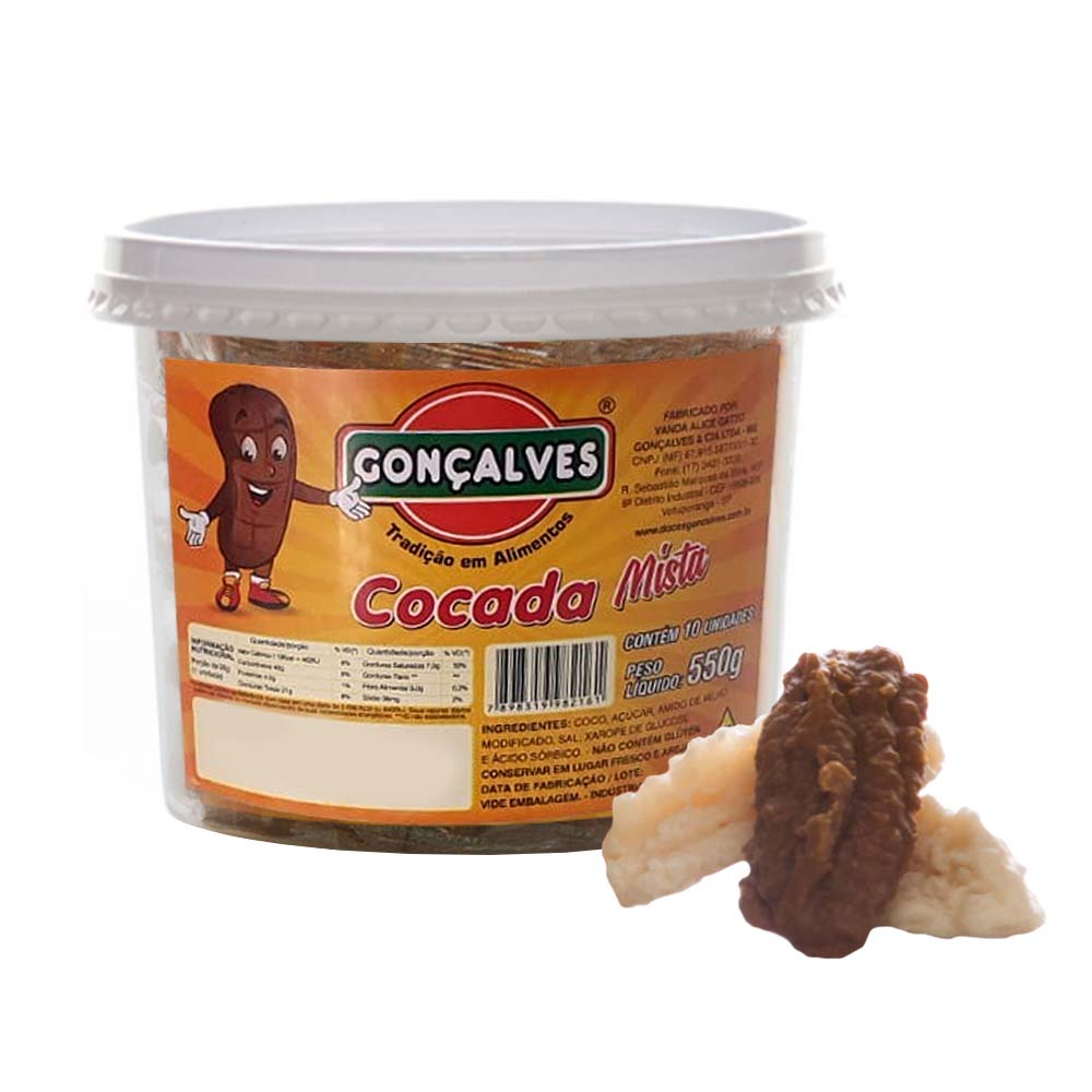 Mini Cocada Mista 550g - Gonçalves - Doce Malu