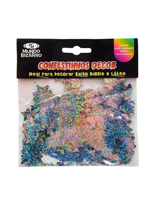 Confete Laminado Estrela Holográfica Confestinho 25g - Mundo Bizarro