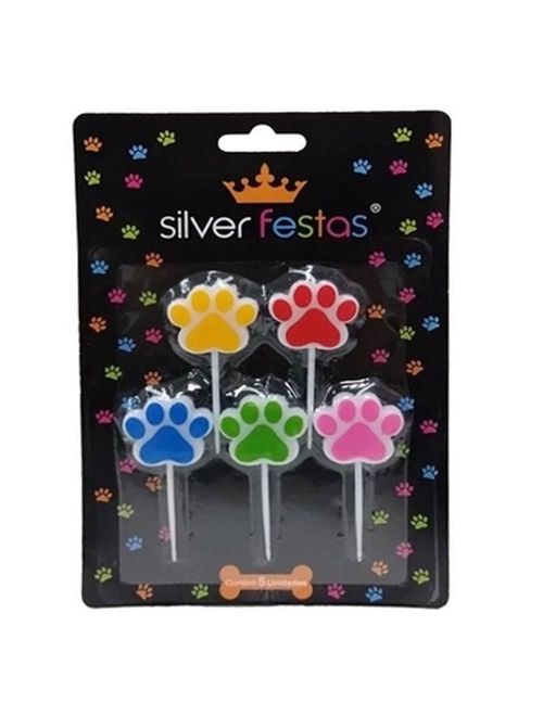 Vela Pet Patinha Colorida c/5 - Silver Festas