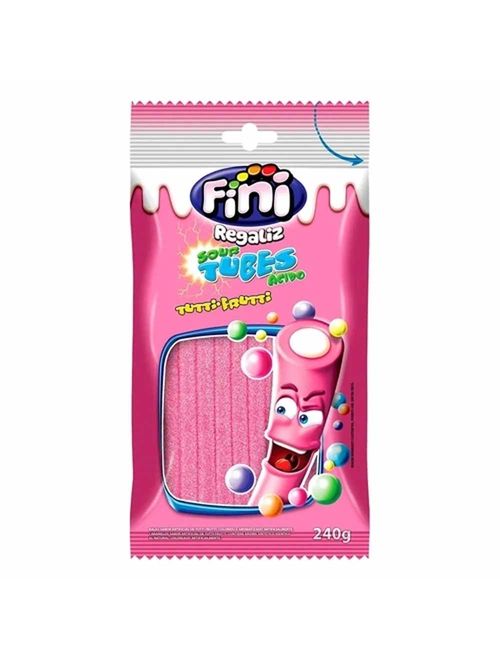 Bala de Gelatina Tubes Cítrico Tutti Frutti 240g - Fini