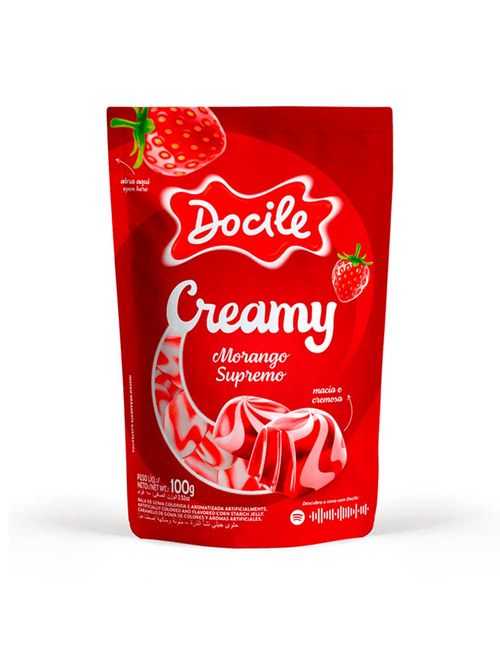 Bala de Goma Creamy Morango 100g - Docile