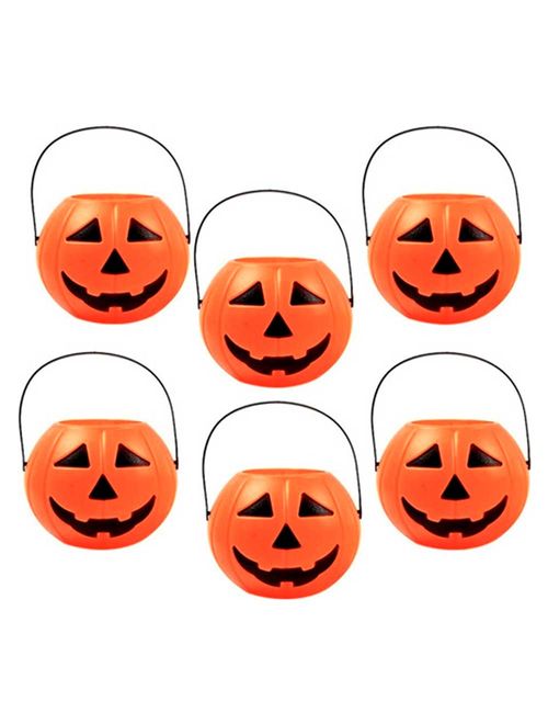 Halloween Enfeite Mini Balde Abóbora c/6