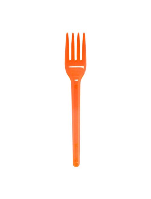 Garfo Plástico Sobremesa Neon Laranja c/50 - Bello