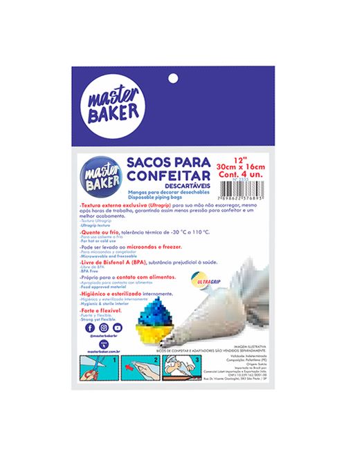 Saco de Confeitar Descartável Pequeno c/4 - Master Baker