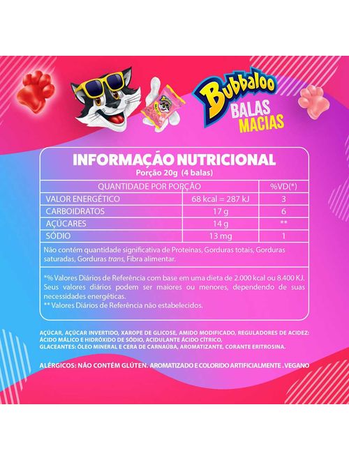 Bala Bubbaloo Patinhas Tutti Frutti 75g - Mondelez