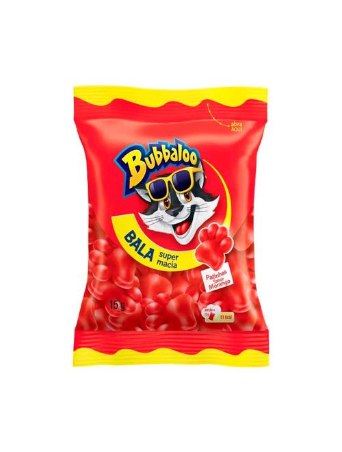 Bala Bubbaloo Patinhas Morango 15g c/12 - Mondelez