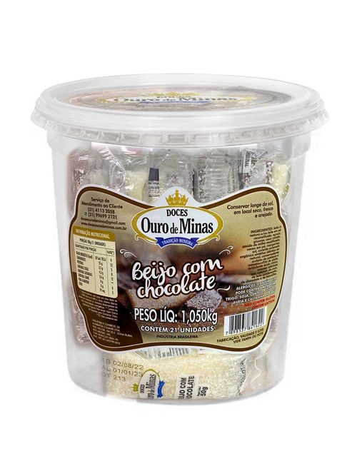 Pingo de Leite Beijo com Chocolate Embrulhado c/21 - Ouro de Minas