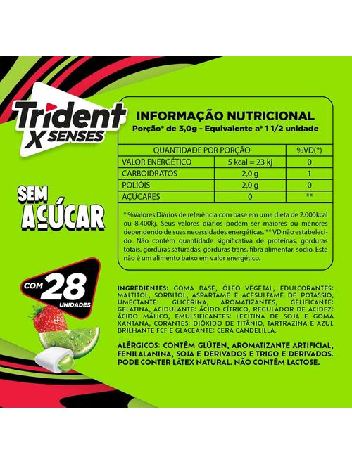 Goma de Mascar Trident X-Senses Morango Lime - Adams