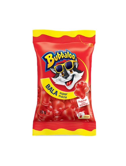 Bala Bubbaloo Patinhas Morango 15g - Mondelez