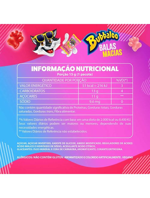Bala Bubbaloo Patinhas Tutti Frutti 15g - Mondelez