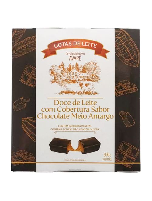 Pingo de Leite Cobertura Chocolate Meio Amargo Avaré 500g - Gotas de Leite