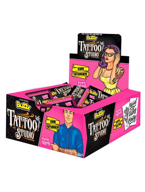 Chiclete Buzzy Tattoo Studio Sabor Tutti Frutti c/100 - Riclan