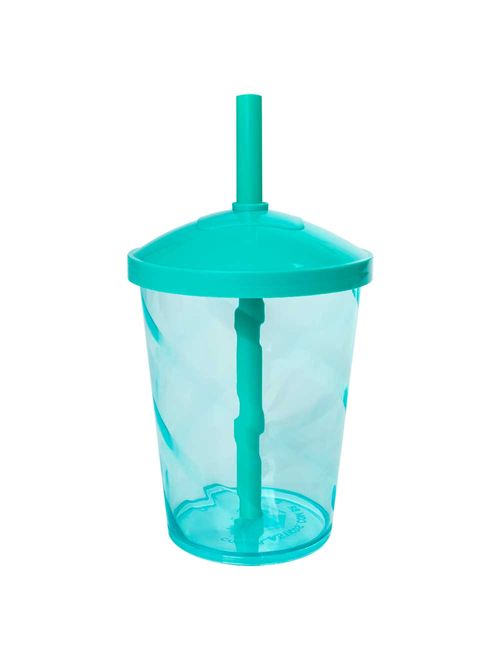 Mini Copo Shake com Tampa e  Canudo Translúcido Tiffany 300ml - Comix Plásticos
