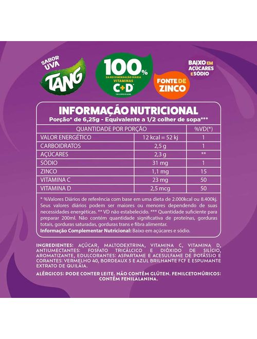 Refresco em Pó Tang Uva 18g - Suchard