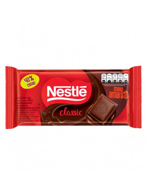 Tablete de Chocolate Meio Amargo Classic 80g - Nestlé