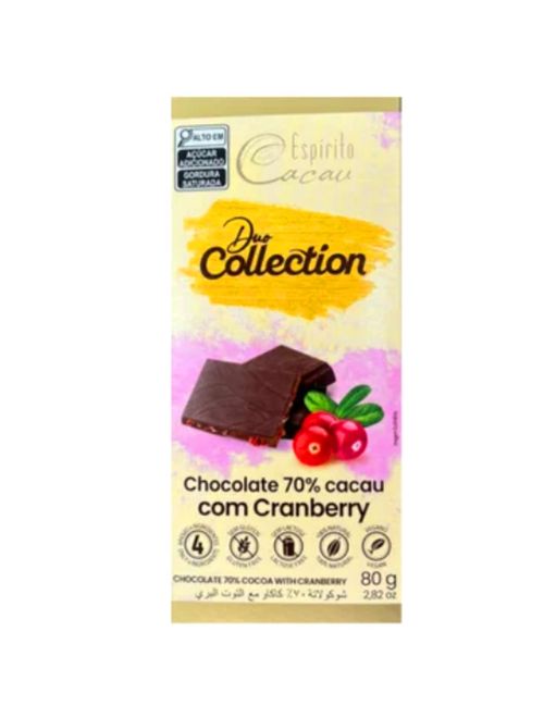 Tablete de Chocolate 70% Cacau Cranberry 80g - Espírito Cacau
