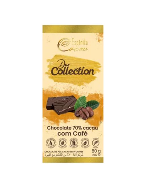 Tablete de Chocolate 70% Cacau Café 80g - Espírito Cacau