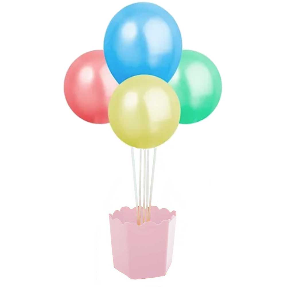 Encontraproduto.com.br - Suporte de Mesa para Balões com 5 hastes Rosa Claro - RT
