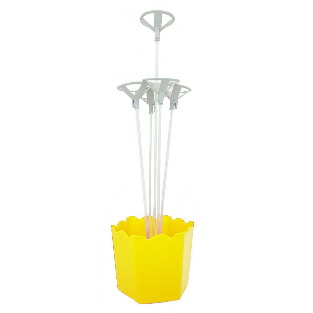 Suporte de Mesa para Balões com 5 hastes Amarelo - RT