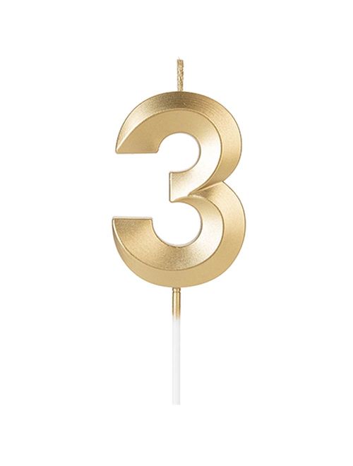 Vela de Aniversário Design Perolizada Dourada Nº 3 - Silver Festas