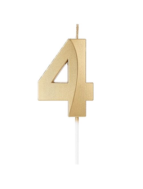 Vela de Aniversário Design Perolizada Dourada Nº 4 - Silver Festas