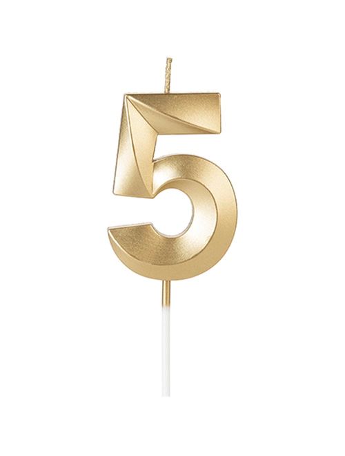 Vela de Aniversário Design Perolizada Dourada Nº 5 - Silver Festas