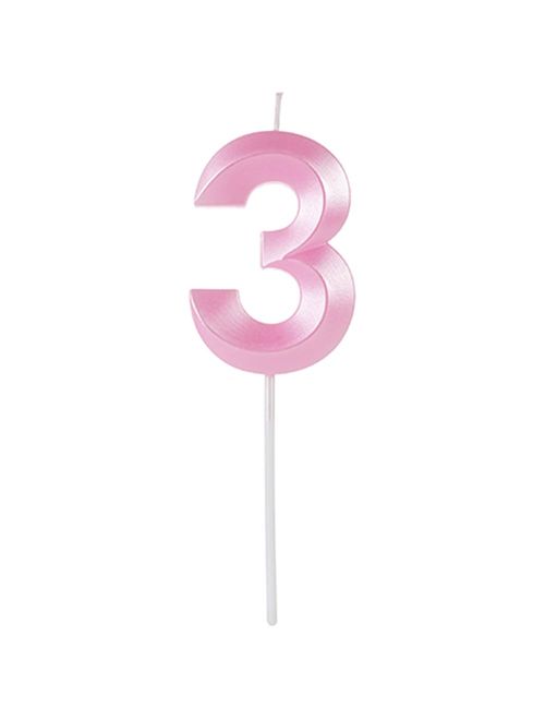 Vela de Aniversário Design Perolizada Rosa Nº 3 - Silver Festas