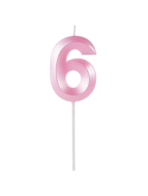 Vela de Aniversário Design Perolizada Rosa Nº 6 - Silver Festas