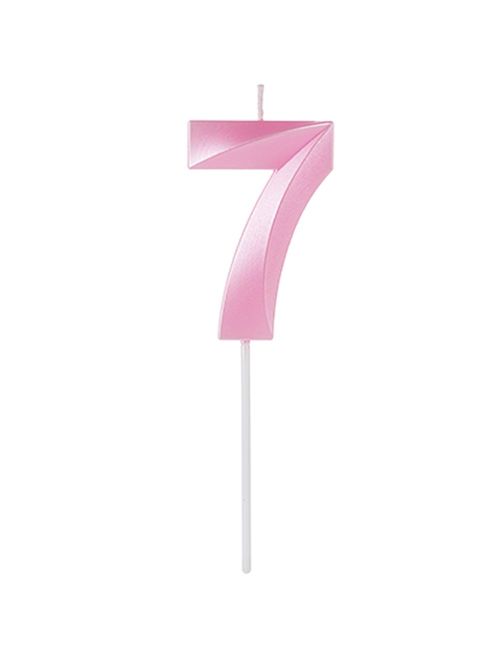 Vela de Aniversário Design Perolizada Rosa Nº 7 - Silver Festas
