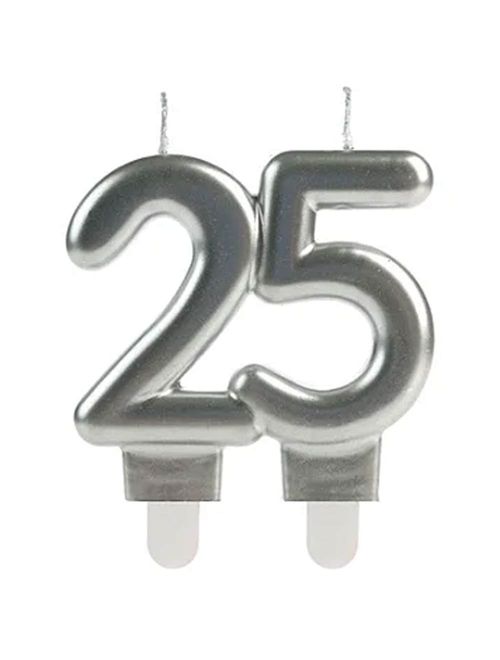 Vela Prata 25 Anos Unidade - Silver Festas