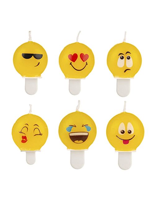 Vela Redonda Emoji c/6 - Silver Festas