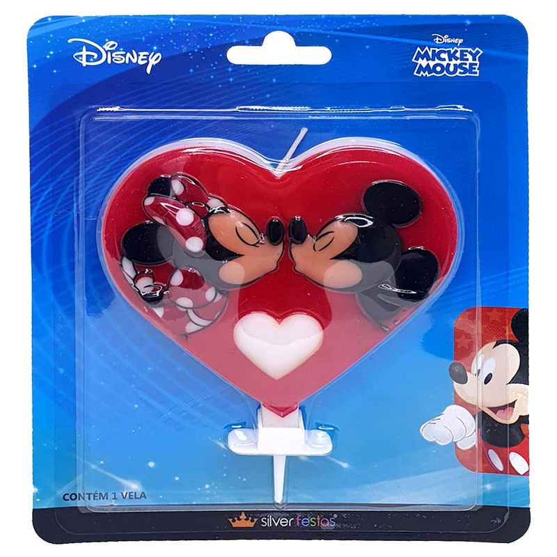 Vela-Decorativa-Mickey-e-Minnie-Coracao-Unidade---Silver-Festas