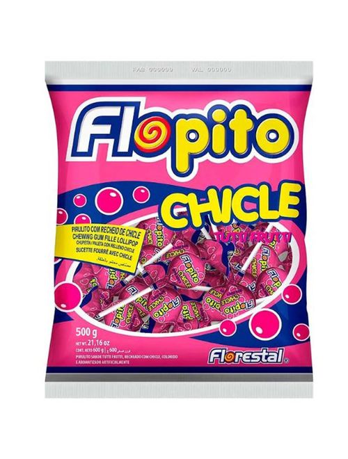 Pirulito Flopito Chicle Sabor Tutti Frutti 500g - Florestal