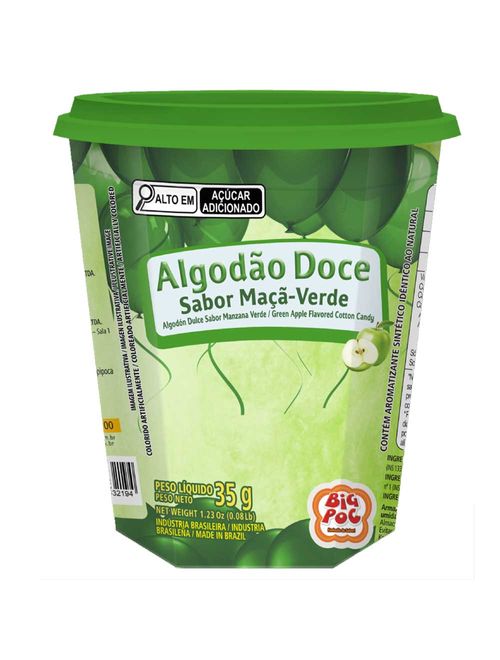 Algodão Doce Pronto Sabor Maça Verde 35g - Big Pop