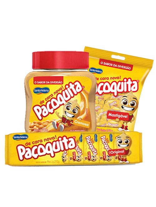 Kit Fã de Paçoquita - Bala + Paçoca + Creme de Amendoim