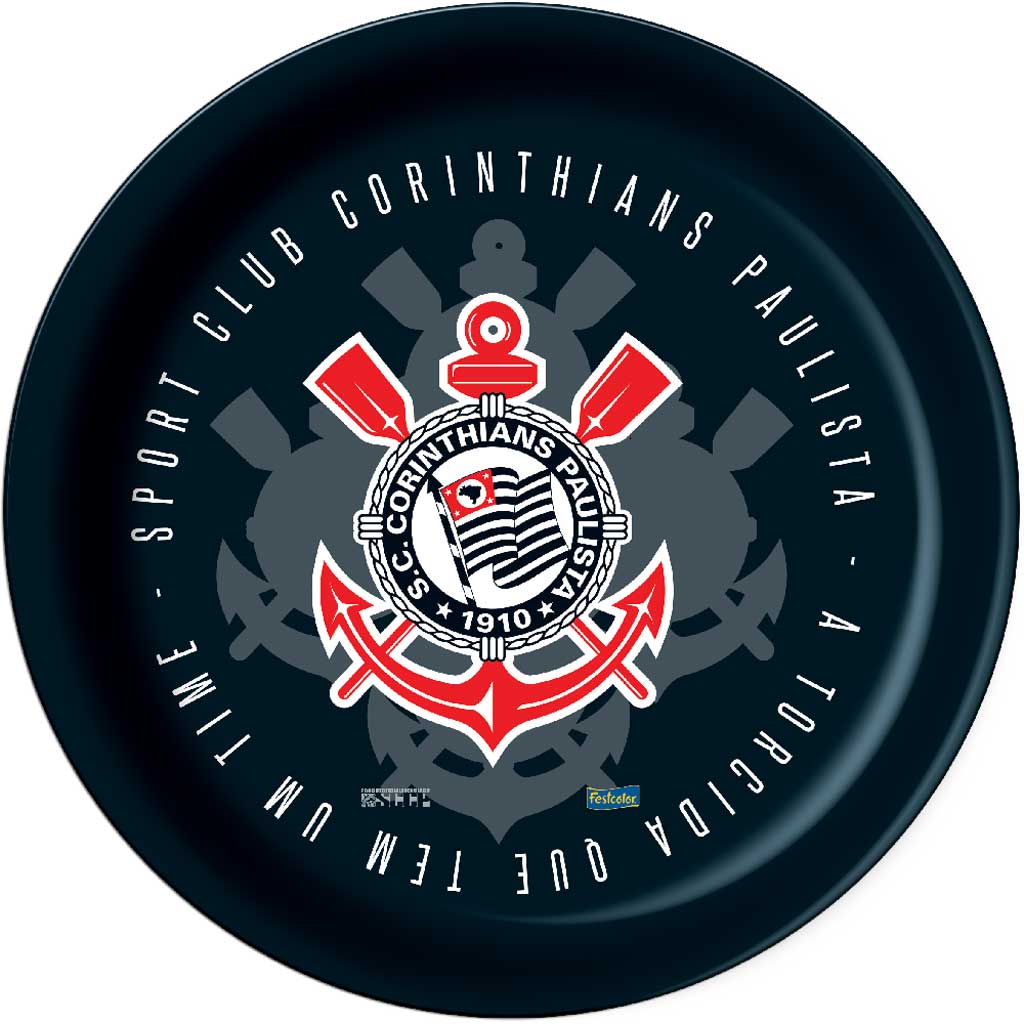 Encontraproduto.com.br - Corinthians 2023 Prato Redondo c/8 - Festcolor