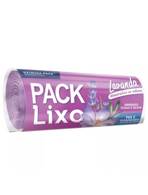 Saco de Lixo Lavanda Neutralizador de Odor Pia e Banheiro 34cmX38cm c/40 - Extrusa-Pack
