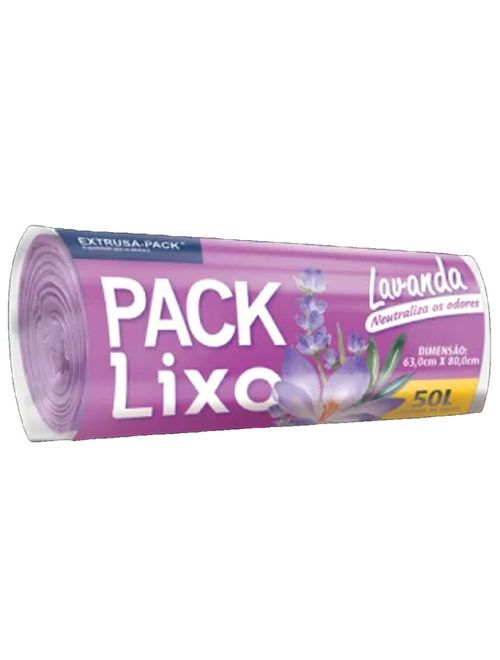 Saco de Lixo Lavanda Neutralizador de Odor 50L 63cmX80cm c/15 - Extrusa-Pack