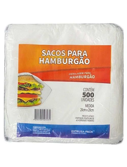 Sacos para Hamburgão 20cmX20cm c/500 - Extrusa-Pack