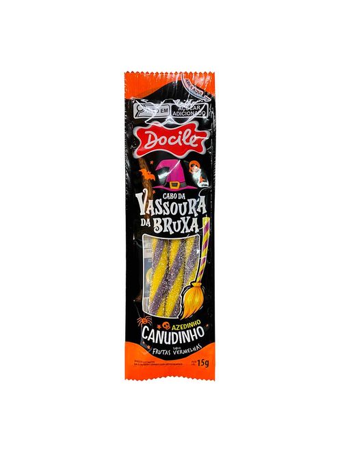 Canudinho Bala de Gelatina Vassoura da Bruxa Azedinho 15g c/12 - Docile